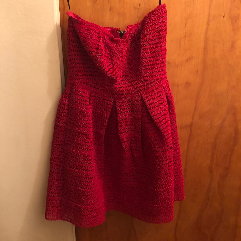 Strapless little red dress